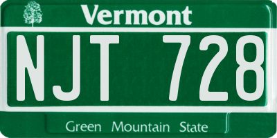 VT license plate NJT728