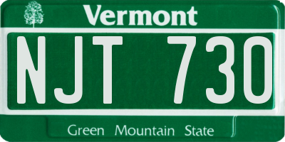 VT license plate NJT730