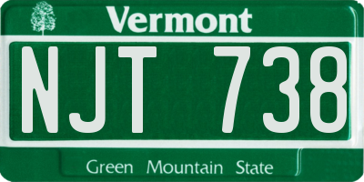 VT license plate NJT738
