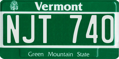 VT license plate NJT740