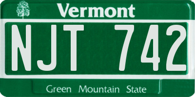 VT license plate NJT742