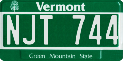 VT license plate NJT744