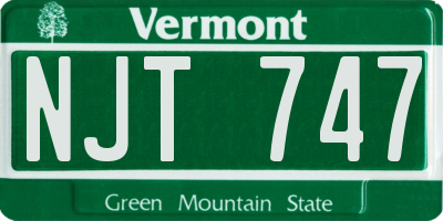 VT license plate NJT747