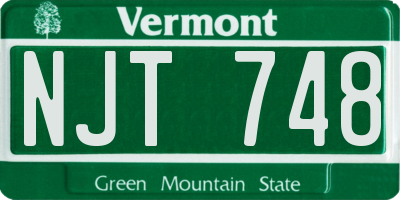 VT license plate NJT748