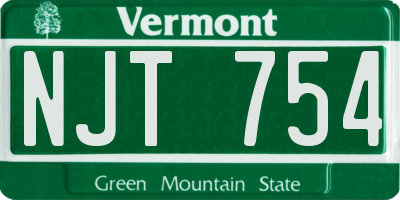 VT license plate NJT754