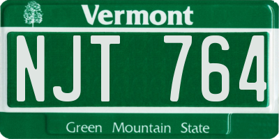 VT license plate NJT764