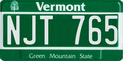 VT license plate NJT765