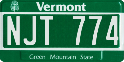VT license plate NJT774