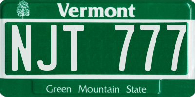 VT license plate NJT777