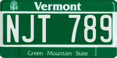 VT license plate NJT789