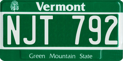 VT license plate NJT792