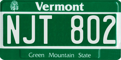 VT license plate NJT802