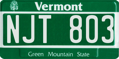 VT license plate NJT803