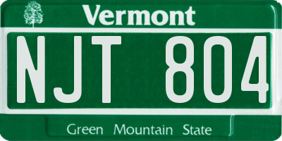 VT license plate NJT804