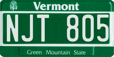 VT license plate NJT805