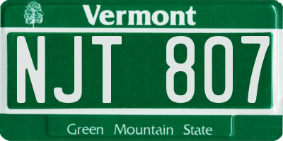VT license plate NJT807