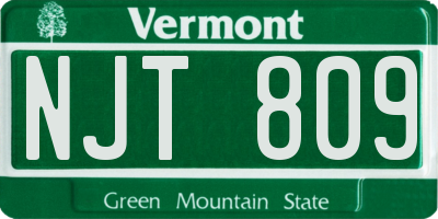 VT license plate NJT809