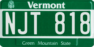 VT license plate NJT818