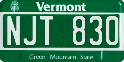 VT license plate NJT830