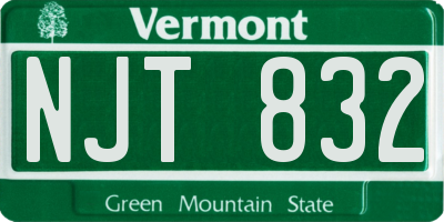 VT license plate NJT832