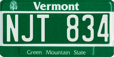 VT license plate NJT834