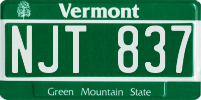 VT license plate NJT837