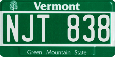 VT license plate NJT838