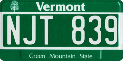 VT license plate NJT839