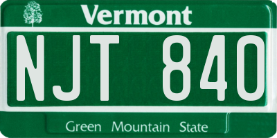 VT license plate NJT840