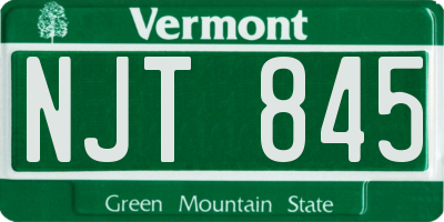 VT license plate NJT845