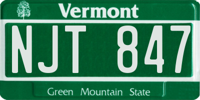 VT license plate NJT847