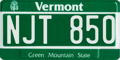 VT license plate NJT850