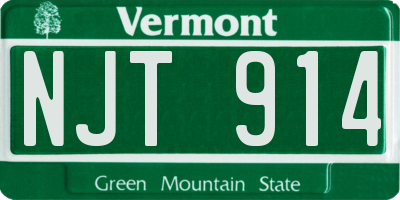 VT license plate NJT914