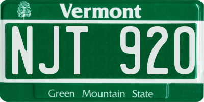VT license plate NJT920