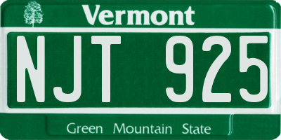 VT license plate NJT925