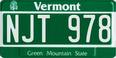 VT license plate NJT978
