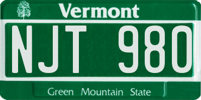 VT license plate NJT980
