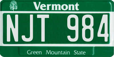 VT license plate NJT984