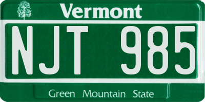 VT license plate NJT985