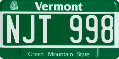 VT license plate NJT998