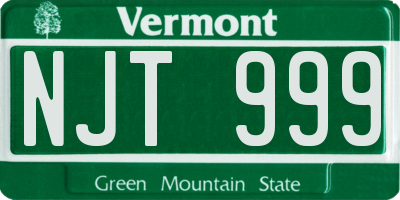 VT license plate NJT999
