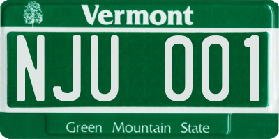 VT license plate NJU001