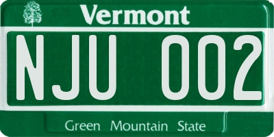 VT license plate NJU002