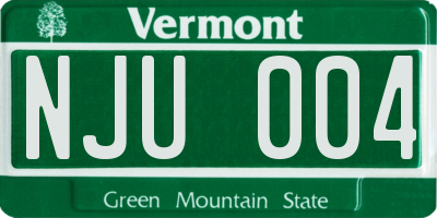 VT license plate NJU004