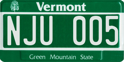 VT license plate NJU005
