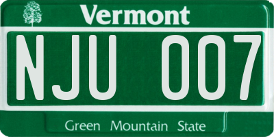 VT license plate NJU007