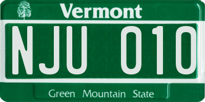 VT license plate NJU010