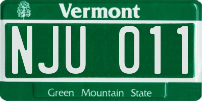 VT license plate NJU011