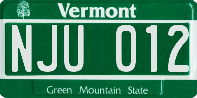 VT license plate NJU012