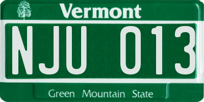 VT license plate NJU013